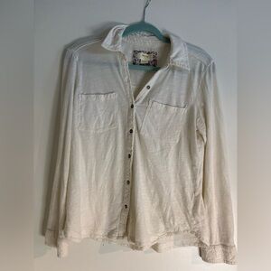 Maeve Anthropologie Roll Tab Sleeve Button Up Shirt|White|Size Small|100% cotton